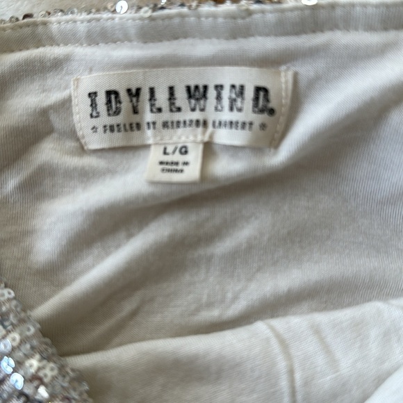 IDYLLWIND silver SEQUIN DRAPE NECK TANK TOP size large - Picture 8 of 8